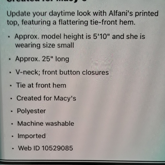 🔥Alfani Beautiful Lightweight Tie Front Blouse - Picture 4 of 4